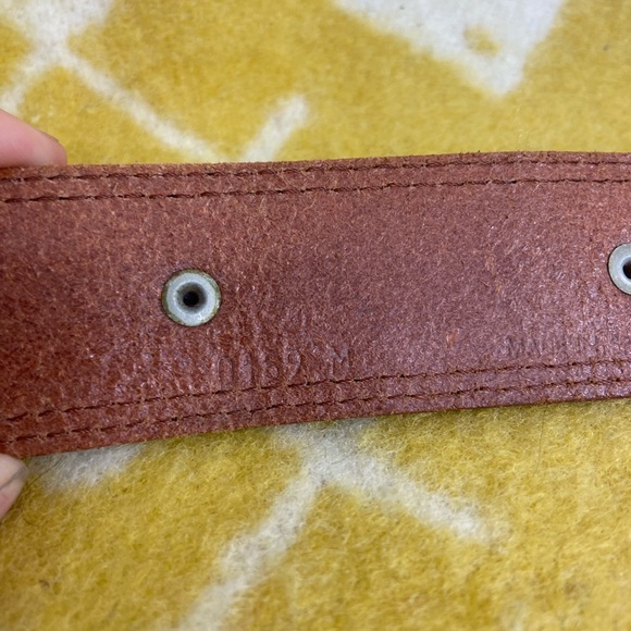 Made in Spain heavy silver tone brown leather belt. main image 7